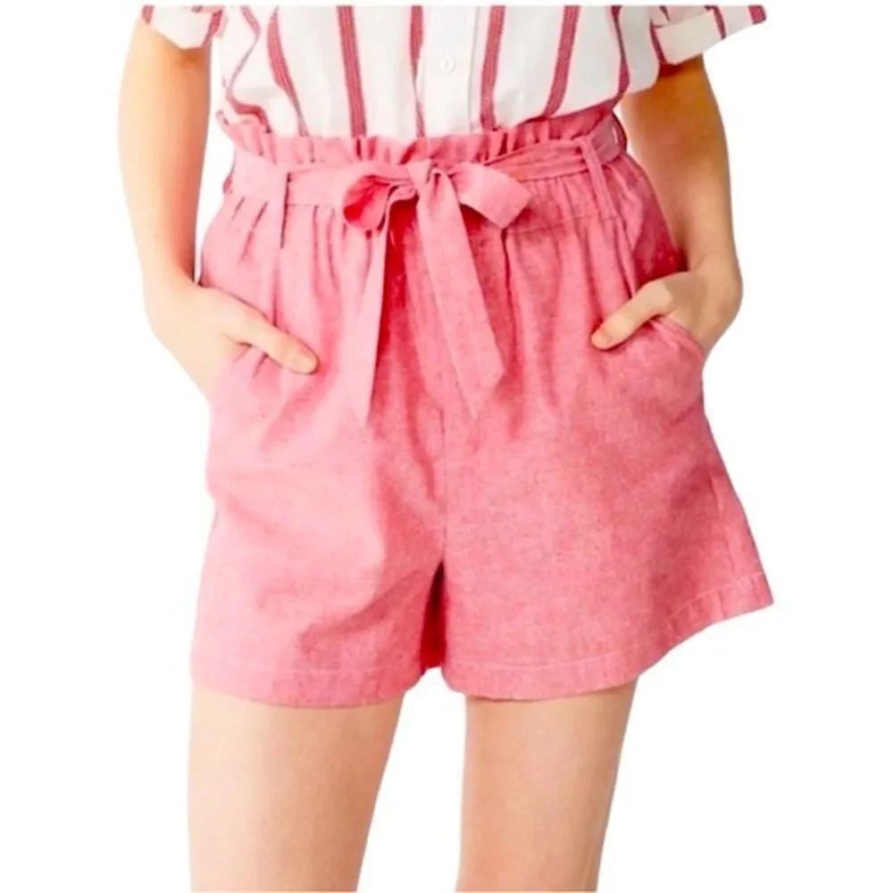 Draper James RSVP Paper Bag Red Linen Shorts Size Small NWOT